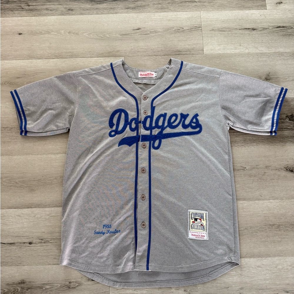 Gray Dodgers Sandy Koufax Jersey with Blue Trim